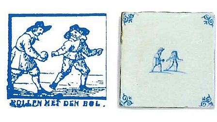 2 tegeljes met afbeeldingen van kinderen die spelletjes spelen.